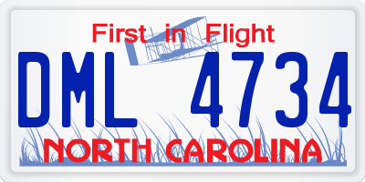 NC license plate DML4734