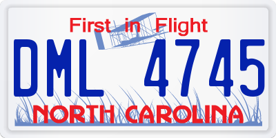 NC license plate DML4745