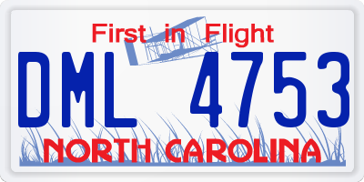 NC license plate DML4753