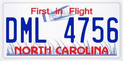 NC license plate DML4756