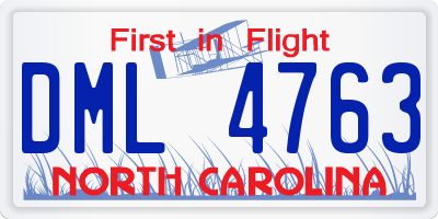 NC license plate DML4763