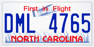 NC license plate DML4765