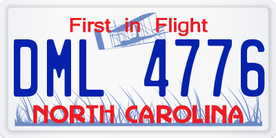 NC license plate DML4776