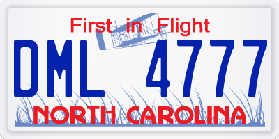 NC license plate DML4777
