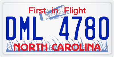 NC license plate DML4780