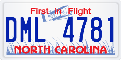 NC license plate DML4781