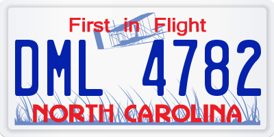 NC license plate DML4782