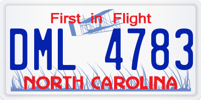 NC license plate DML4783