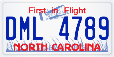 NC license plate DML4789