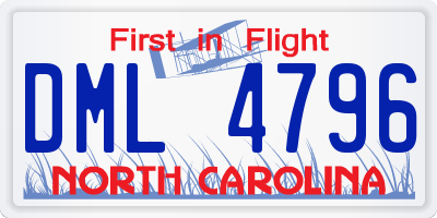 NC license plate DML4796