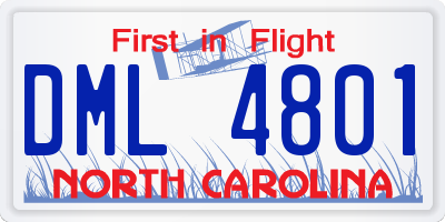 NC license plate DML4801