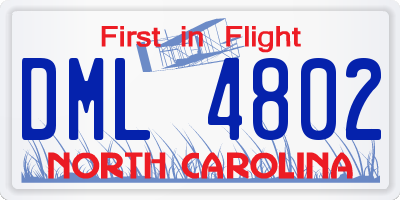 NC license plate DML4802