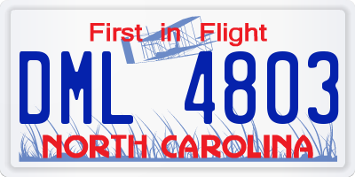 NC license plate DML4803