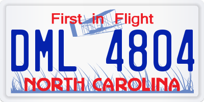 NC license plate DML4804