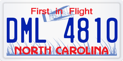 NC license plate DML4810