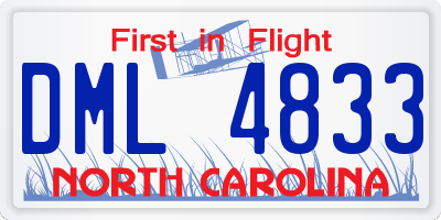 NC license plate DML4833