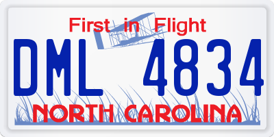 NC license plate DML4834