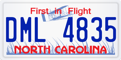 NC license plate DML4835