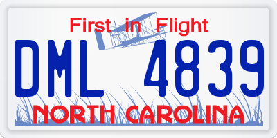 NC license plate DML4839