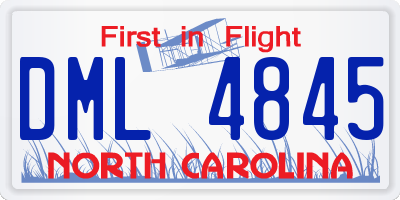 NC license plate DML4845