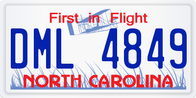 NC license plate DML4849