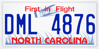 NC license plate DML4876