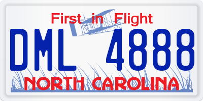 NC license plate DML4888