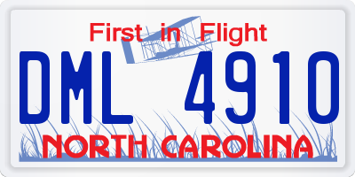 NC license plate DML4910