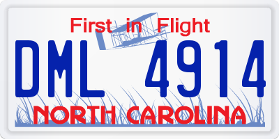 NC license plate DML4914