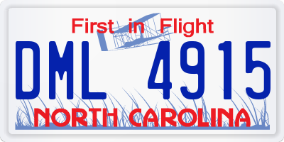 NC license plate DML4915