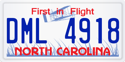 NC license plate DML4918