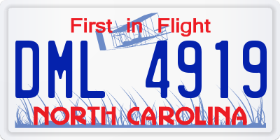 NC license plate DML4919