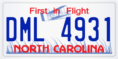 NC license plate DML4931