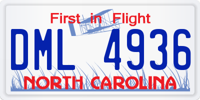 NC license plate DML4936