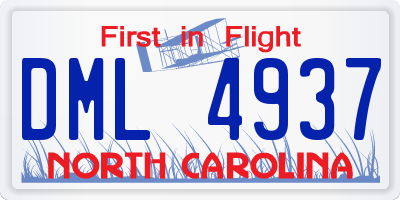 NC license plate DML4937