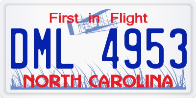 NC license plate DML4953