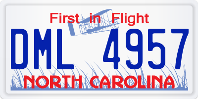 NC license plate DML4957