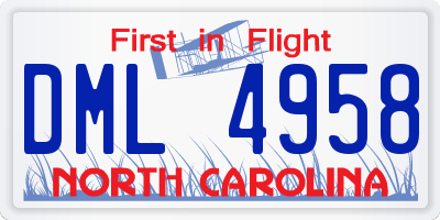 NC license plate DML4958