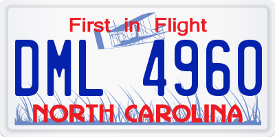 NC license plate DML4960