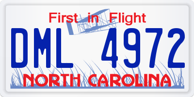 NC license plate DML4972