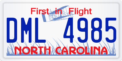 NC license plate DML4985