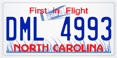 NC license plate DML4993