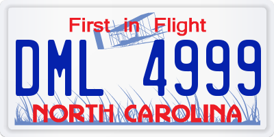 NC license plate DML4999