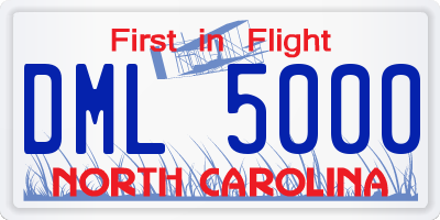 NC license plate DML5000