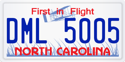 NC license plate DML5005