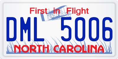 NC license plate DML5006