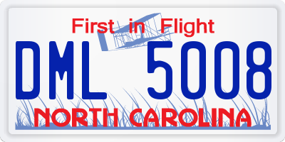 NC license plate DML5008