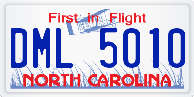NC license plate DML5010