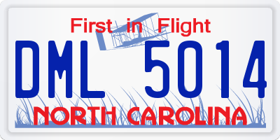 NC license plate DML5014