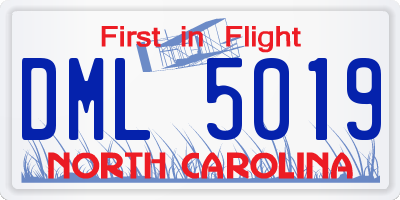 NC license plate DML5019
